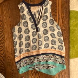 Mixed print silk tank top